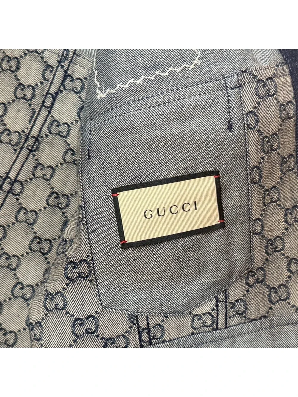 Gucci Eco Washed Organic GG Monogram Denim Jacket Size 48 Mens - NWT